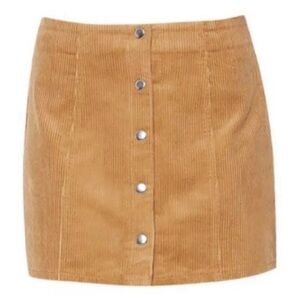 Tan Corduroy Button-Front Skirt